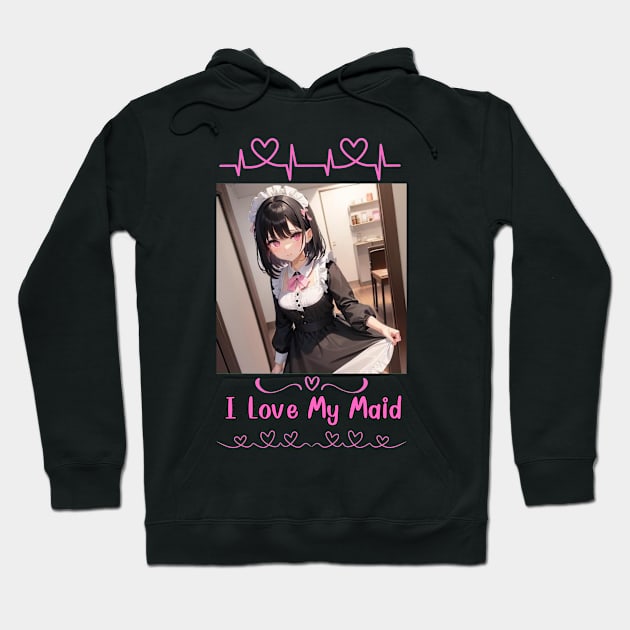 I Love My Maid Heart Anime Girl Hoodie by Clicks Clothes